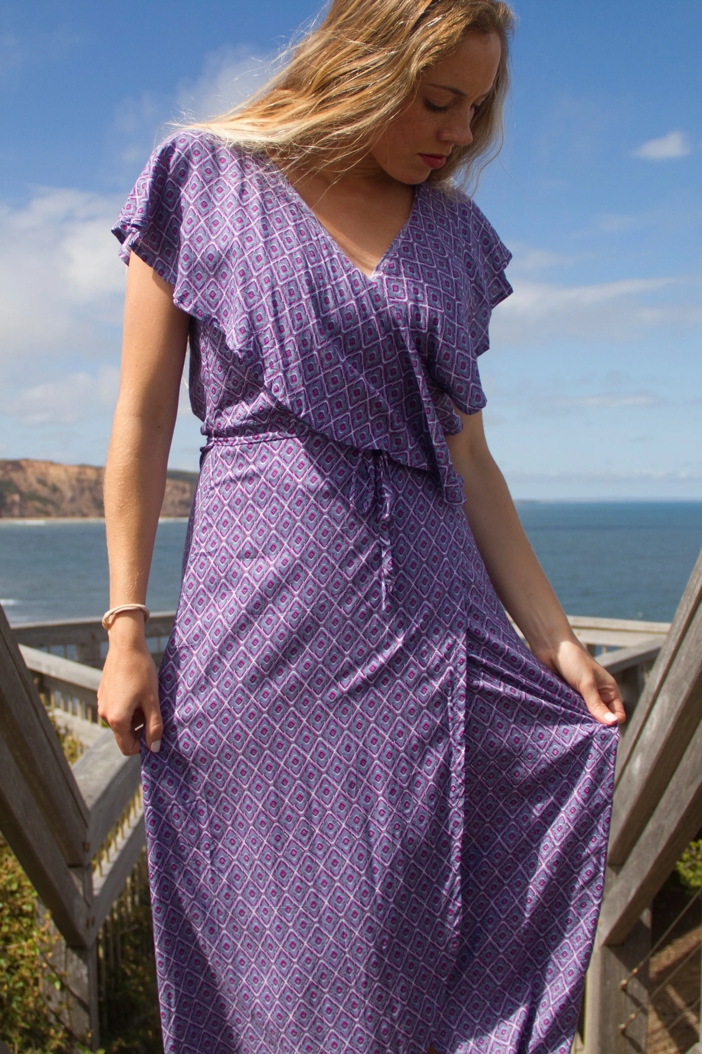 Flamingo Wrap Dress Amethyst Jewel