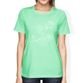 Flower Women's Mint Short Sleeve Graphic T Shirt For Flower Lovers