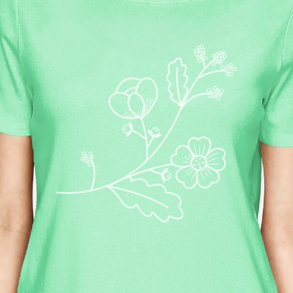 Flower Women's Mint Short Sleeve Graphic T Shirt For Flower Lovers