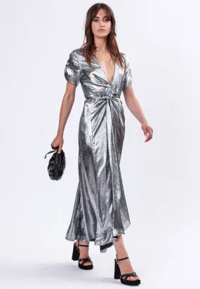 FOLD WRAP DRESS SILVER FOIL