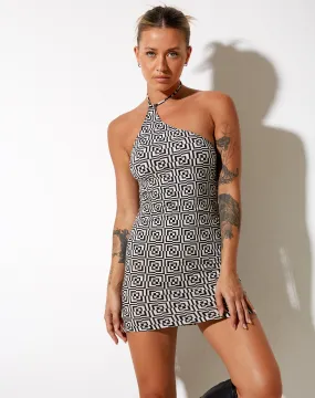 Forsy Mini Dress in Optic Square Black and White