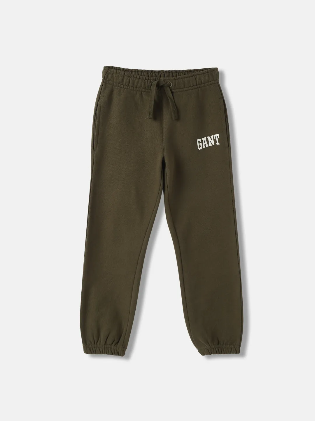 Gant Boys Green Solid Mid-Rise Relaxed Fit Joggers Style Track Pant