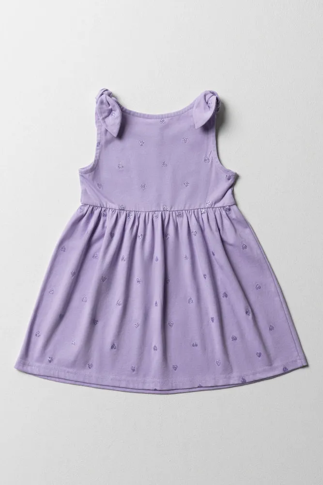 Glitter Bow Dress Purple