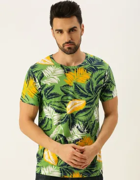 Green Palm leaf Floral All Over Printed Tshirt