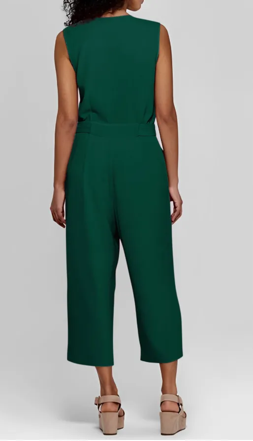 Green Sleeveless Cropped Jumpsuit