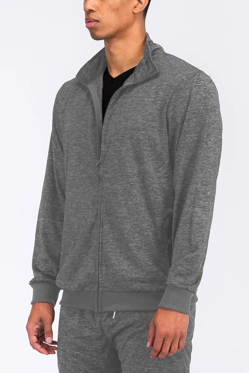 Grey Marbled Light Weight Active Track Jacket