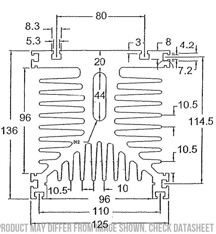 H31/110M-T, Heatsink 110mm, Milled, Drilled and Tapped for 3 Phase SSR with Thermal Overload, 0.5°C/Watt