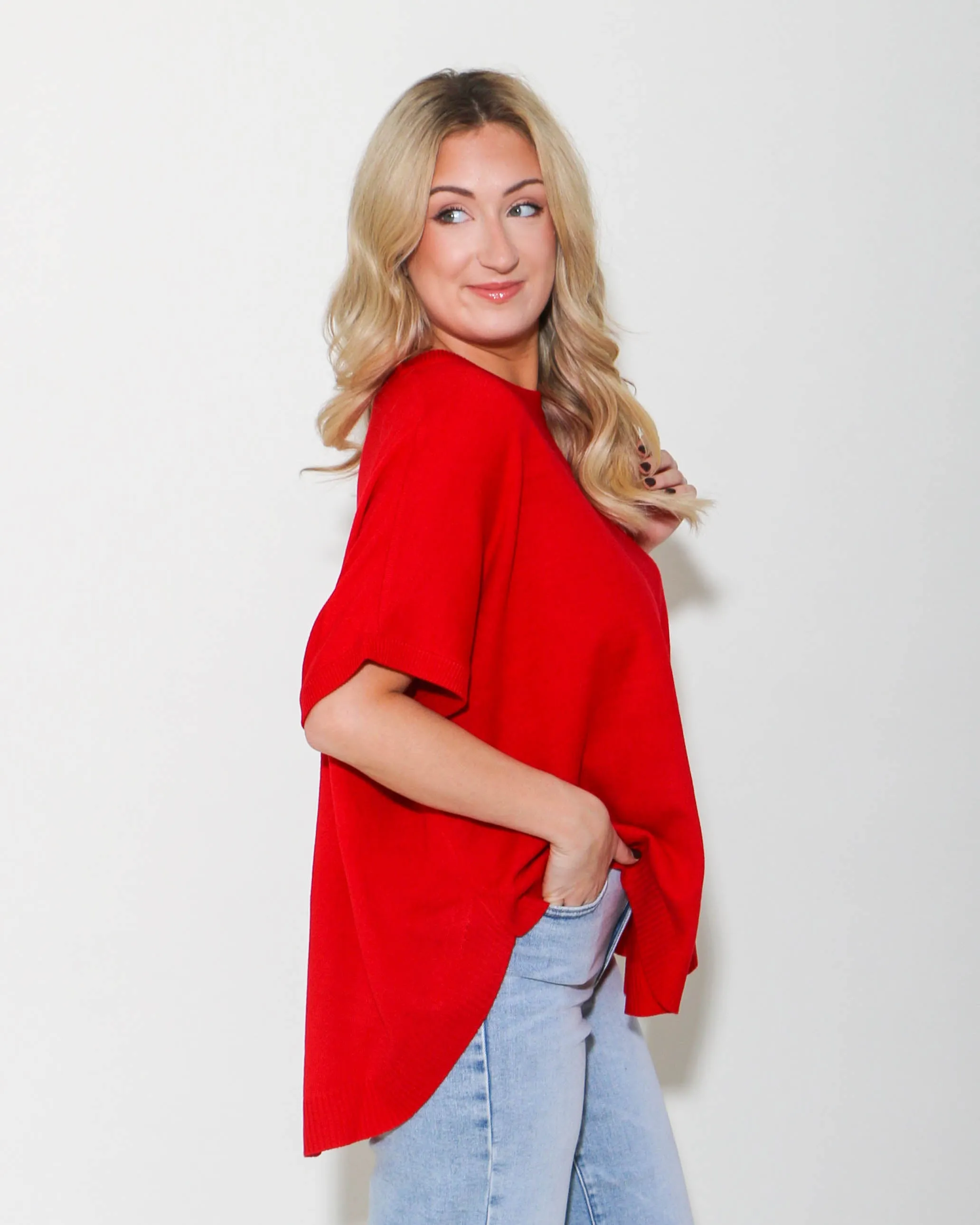 Half Dolman Sleeve Knit Top