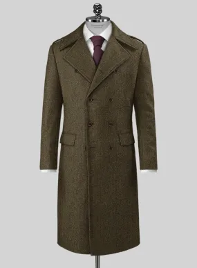 Harris Tweed Ridge Brown Herringbone GQ Overcoat