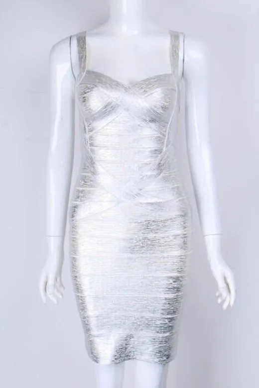 Heidi Bandage Mini Dress - Silver