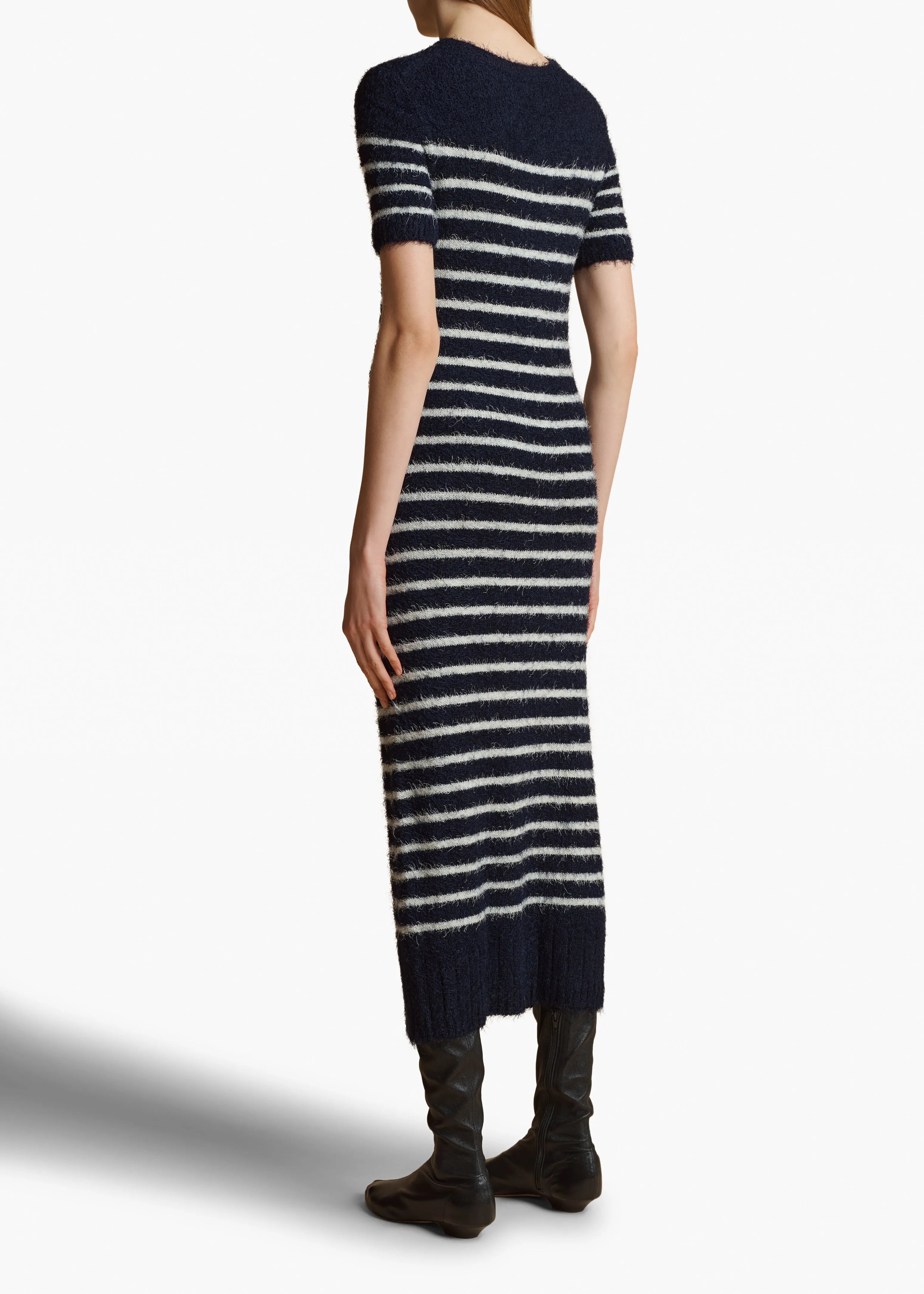 Helen Dress in Navy and Cream Stripe