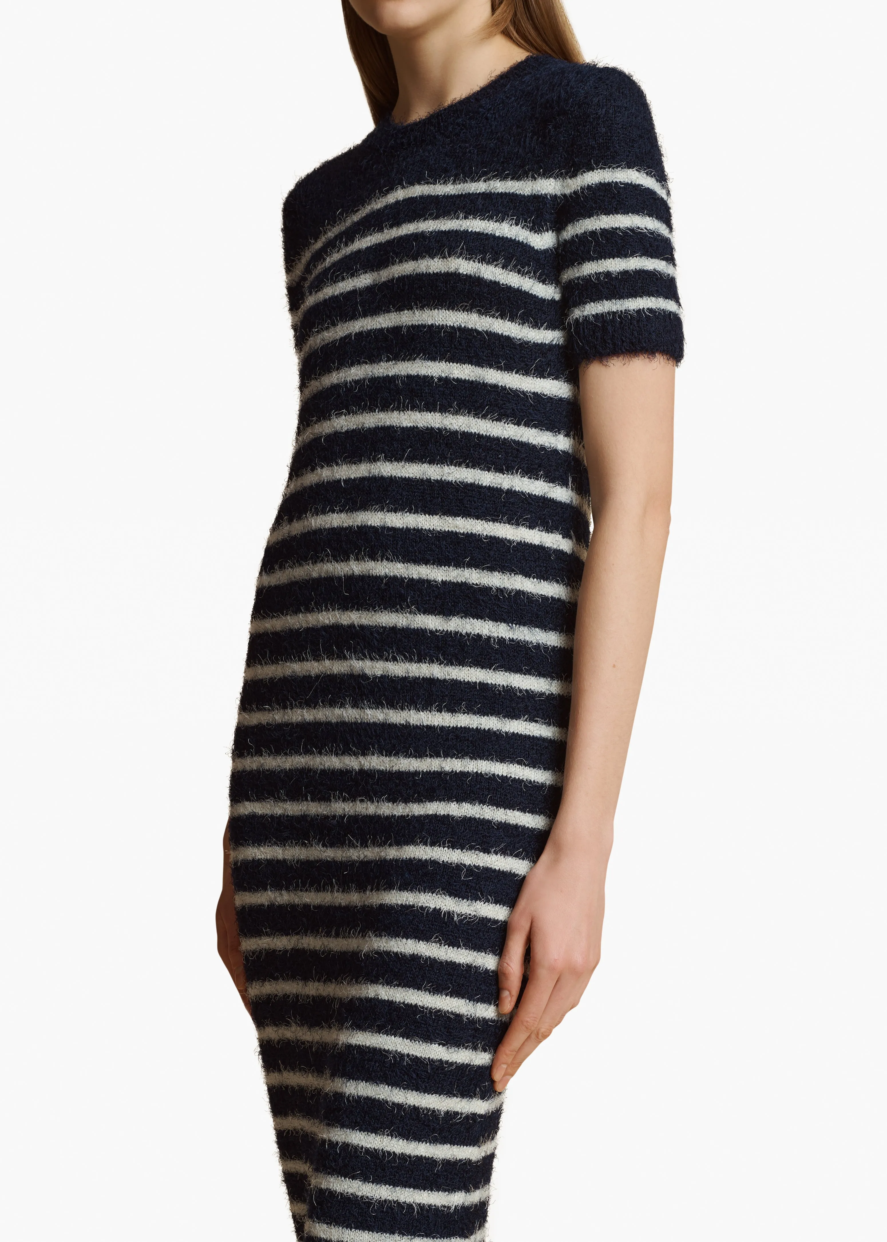 Helen Dress in Navy and Cream Stripe