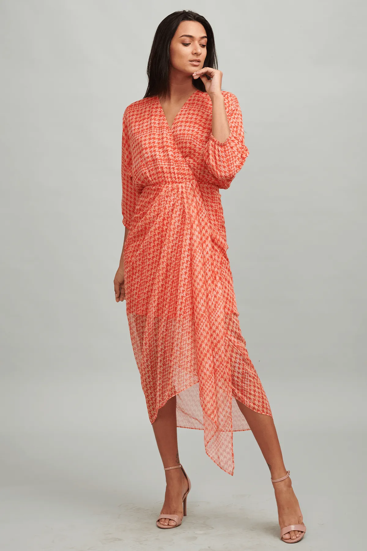 Houndstooth  Wrap Dress