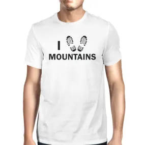 I Heart Mountains Men's White Round Neck T-Shirt Gift For Grandpa