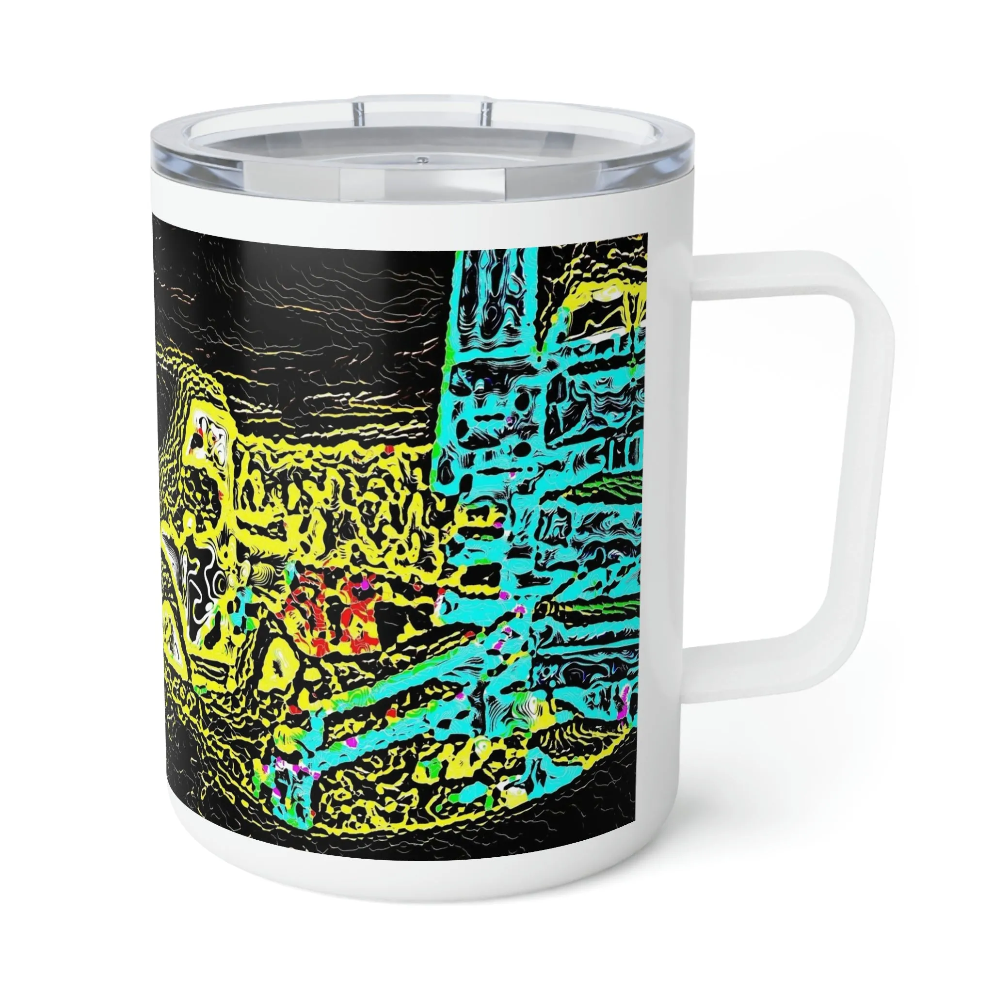 Insulated Coffee Mug, 10oz ... "Snow Vehicle In Snow Storm At-Rest" ... Circa 12Mar23 ... Central Idaho ... 18-Hours Rendering Time: Original Works ...