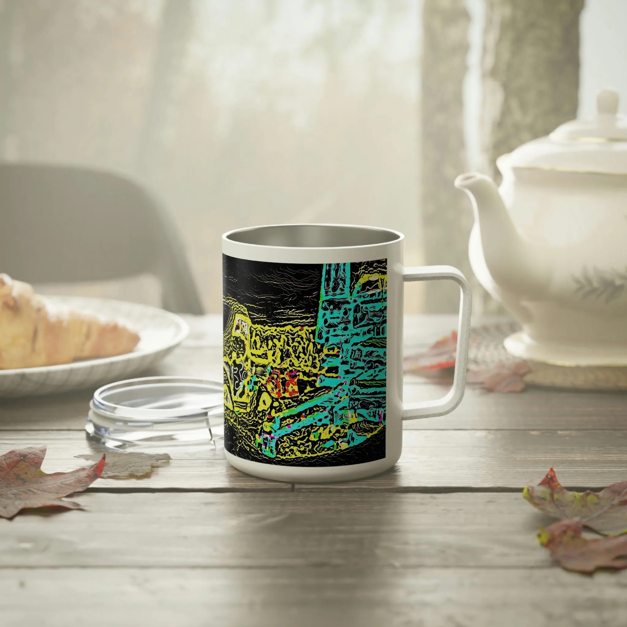 Insulated Coffee Mug, 10oz ... "Snow Vehicle In Snow Storm At-Rest" ... Circa 12Mar23 ... Central Idaho ... 18-Hours Rendering Time: Original Works ...