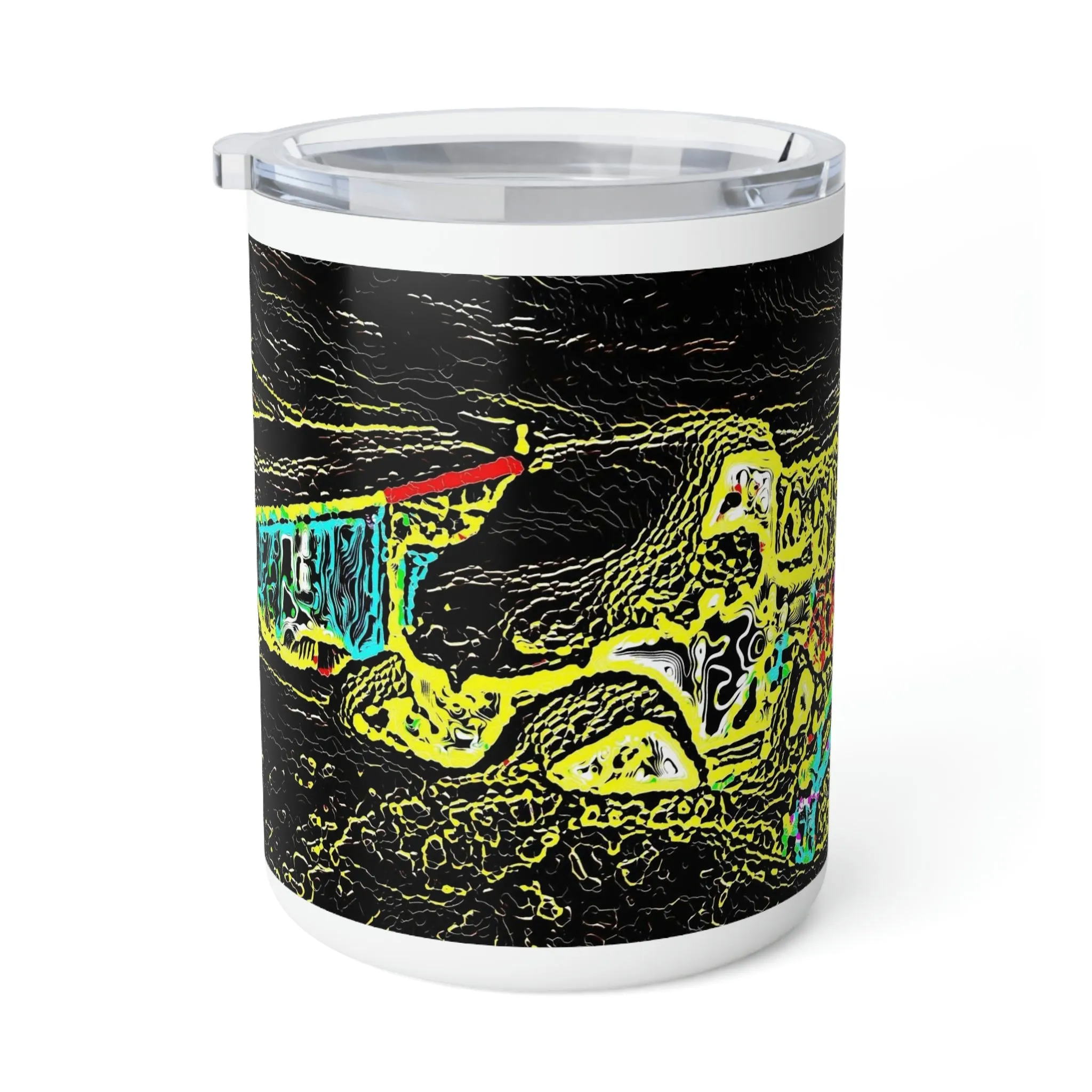 Insulated Coffee Mug, 10oz ... "Snow Vehicle In Snow Storm At-Rest" ... Circa 12Mar23 ... Central Idaho ... 18-Hours Rendering Time: Original Works ...