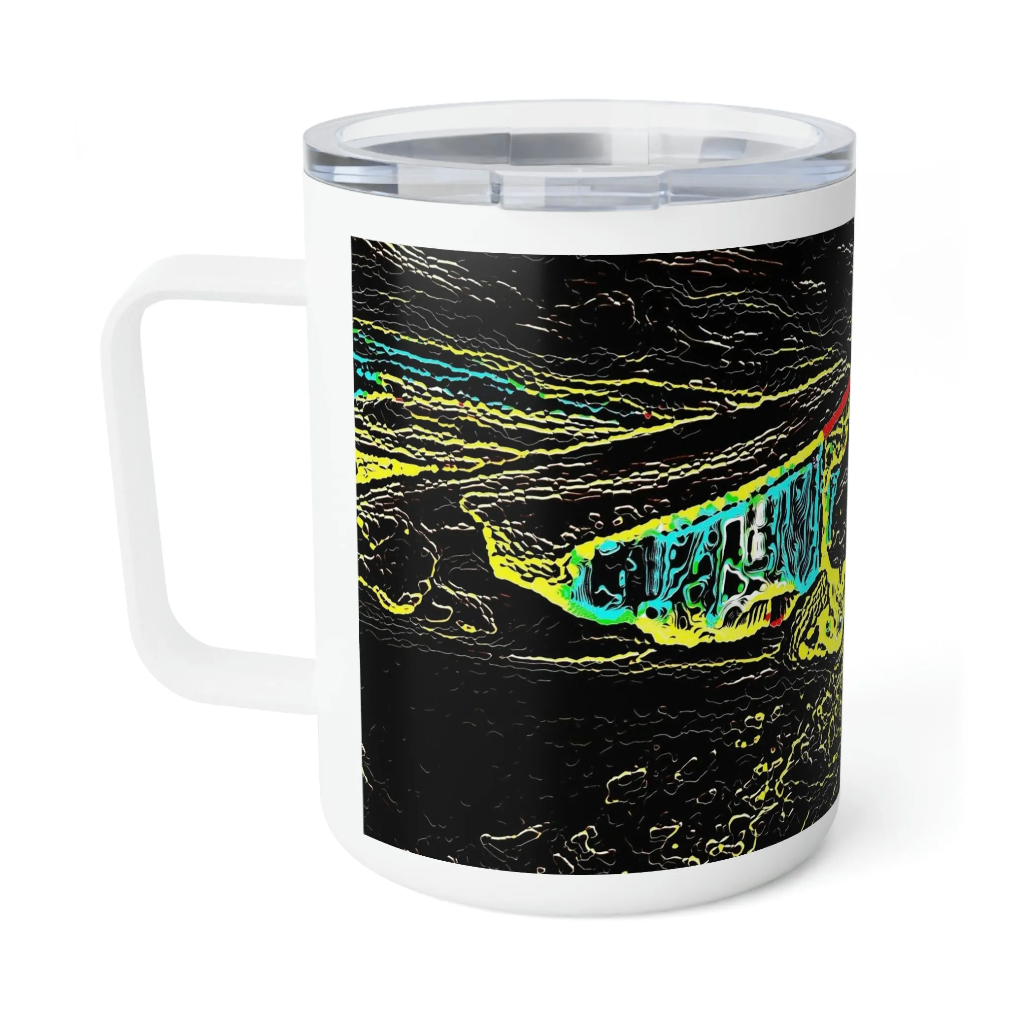 Insulated Coffee Mug, 10oz ... "Snow Vehicle In Snow Storm At-Rest" ... Circa 12Mar23 ... Central Idaho ... 18-Hours Rendering Time: Original Works ...