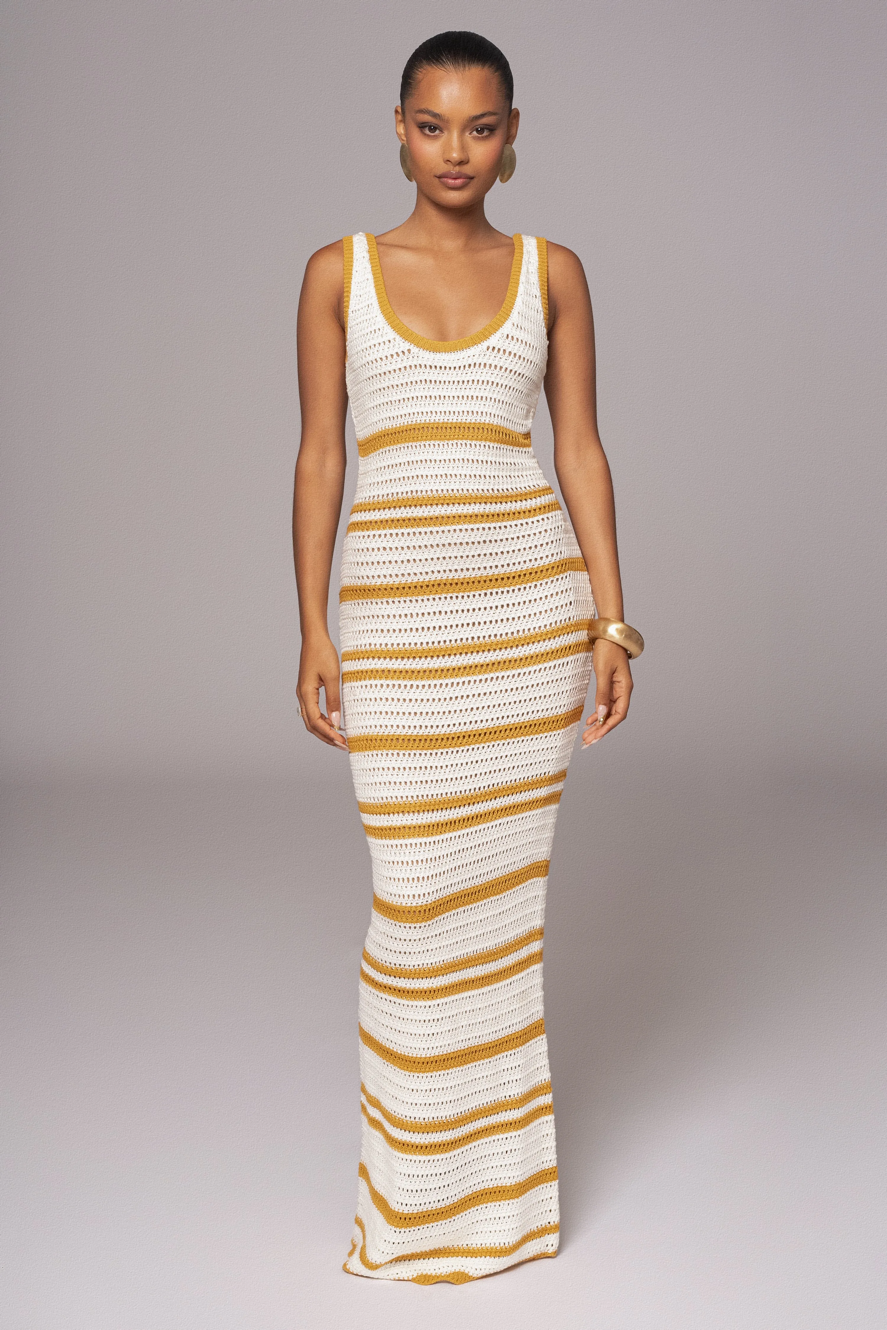 Ivory/Yellow Destiny Knit Maxi Dress