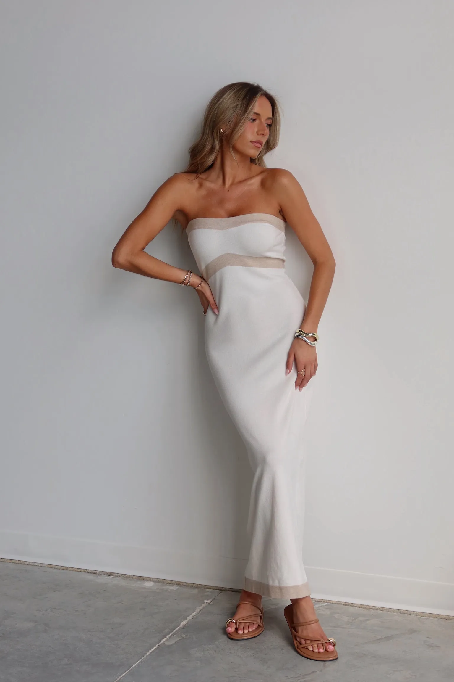 Jolie Contrast Knit Maxi Dress