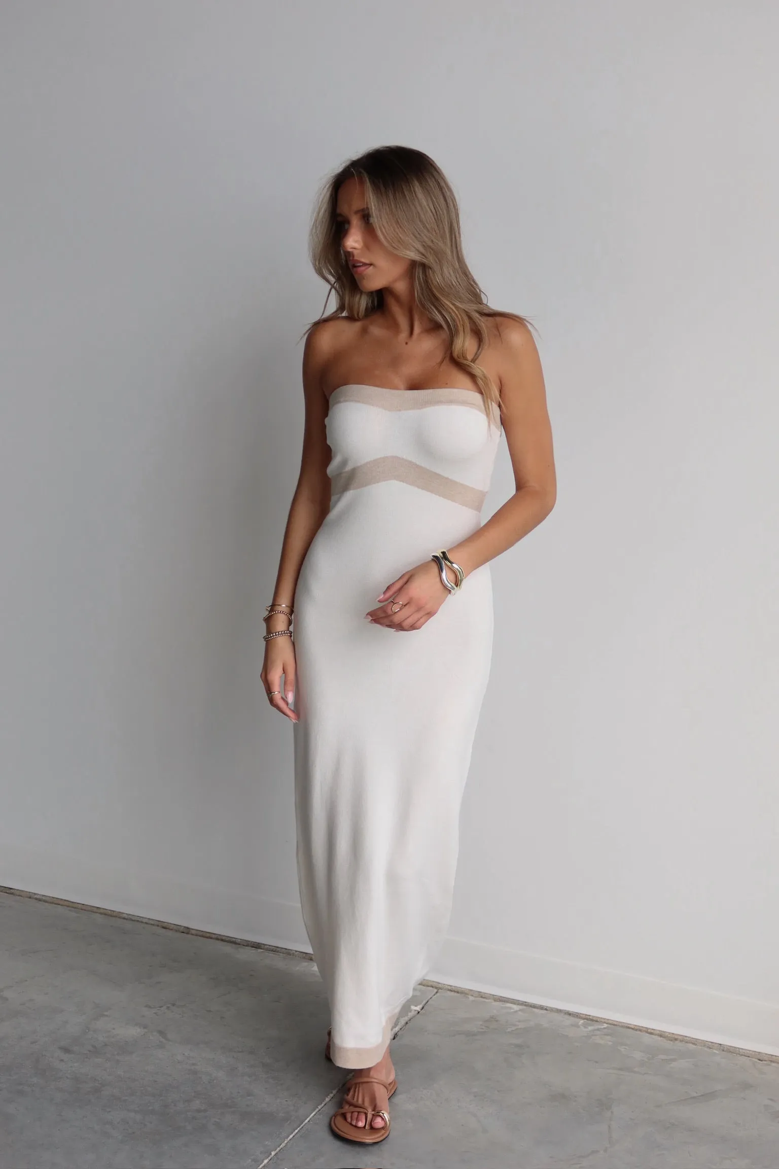 Jolie Contrast Knit Maxi Dress