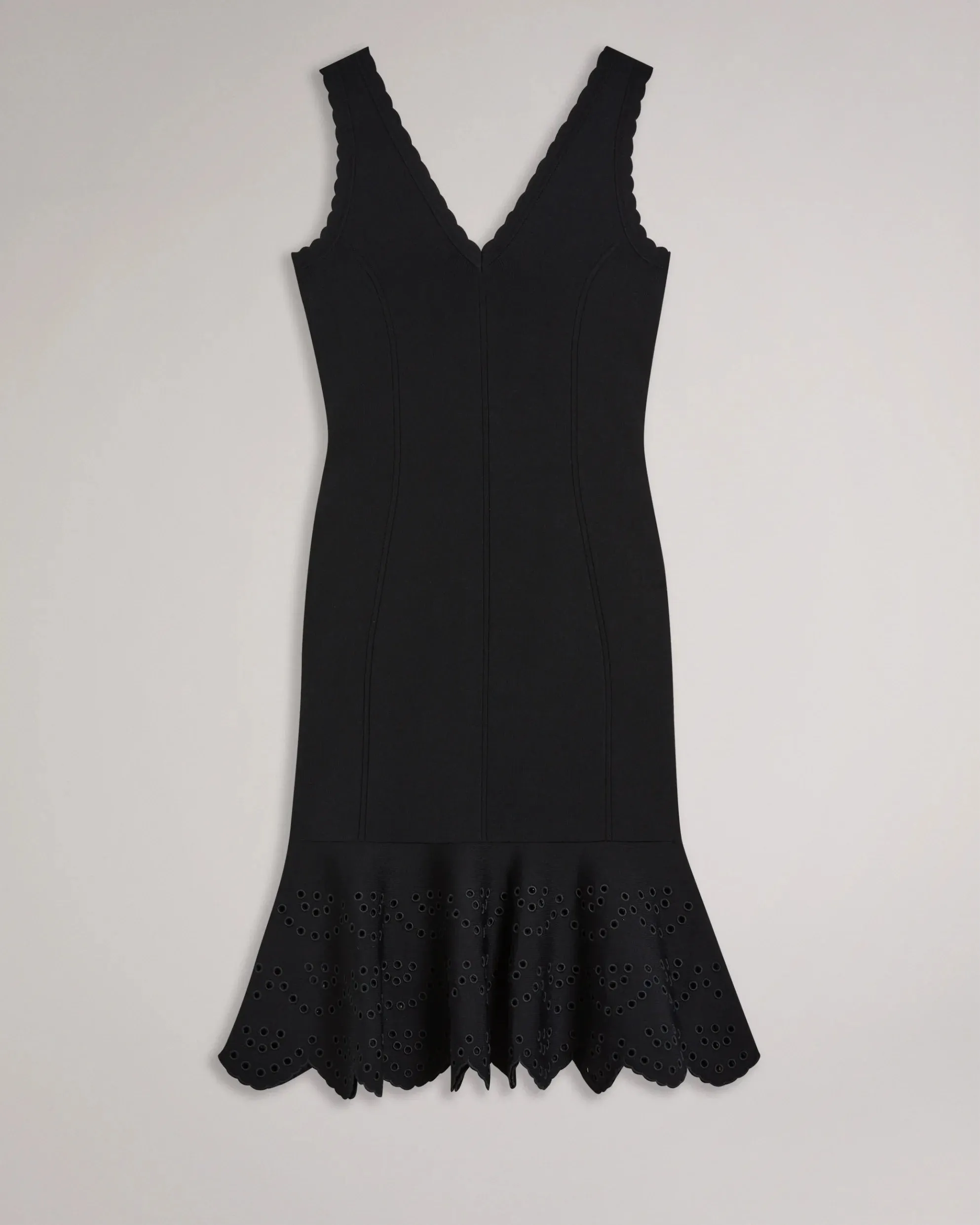 Juliann Broderie Stitch Midi Knit Dress - Black