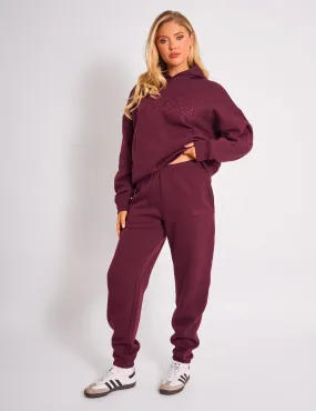 Kaiia Logo Cuffed Joggers Plum