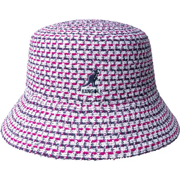 Kangol Maze Jacquard Acrylic Knit Bucket Hat - White/Pink