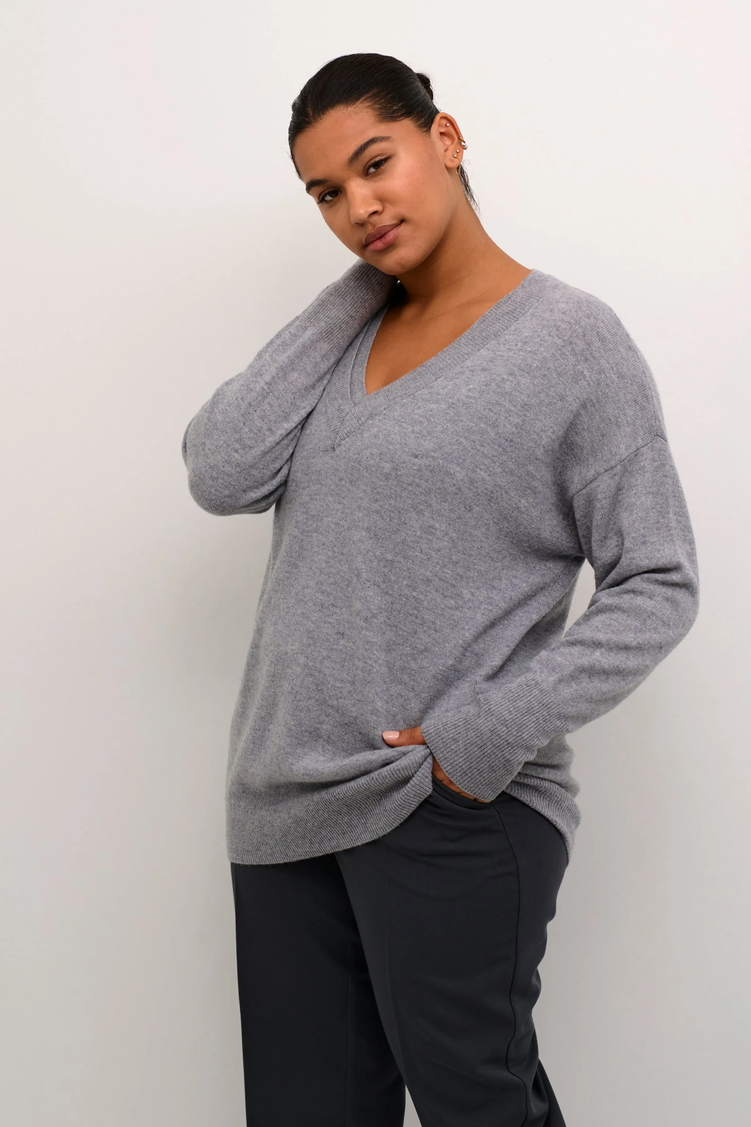 KCluno V-Neck Pullover KAFFE CURVE