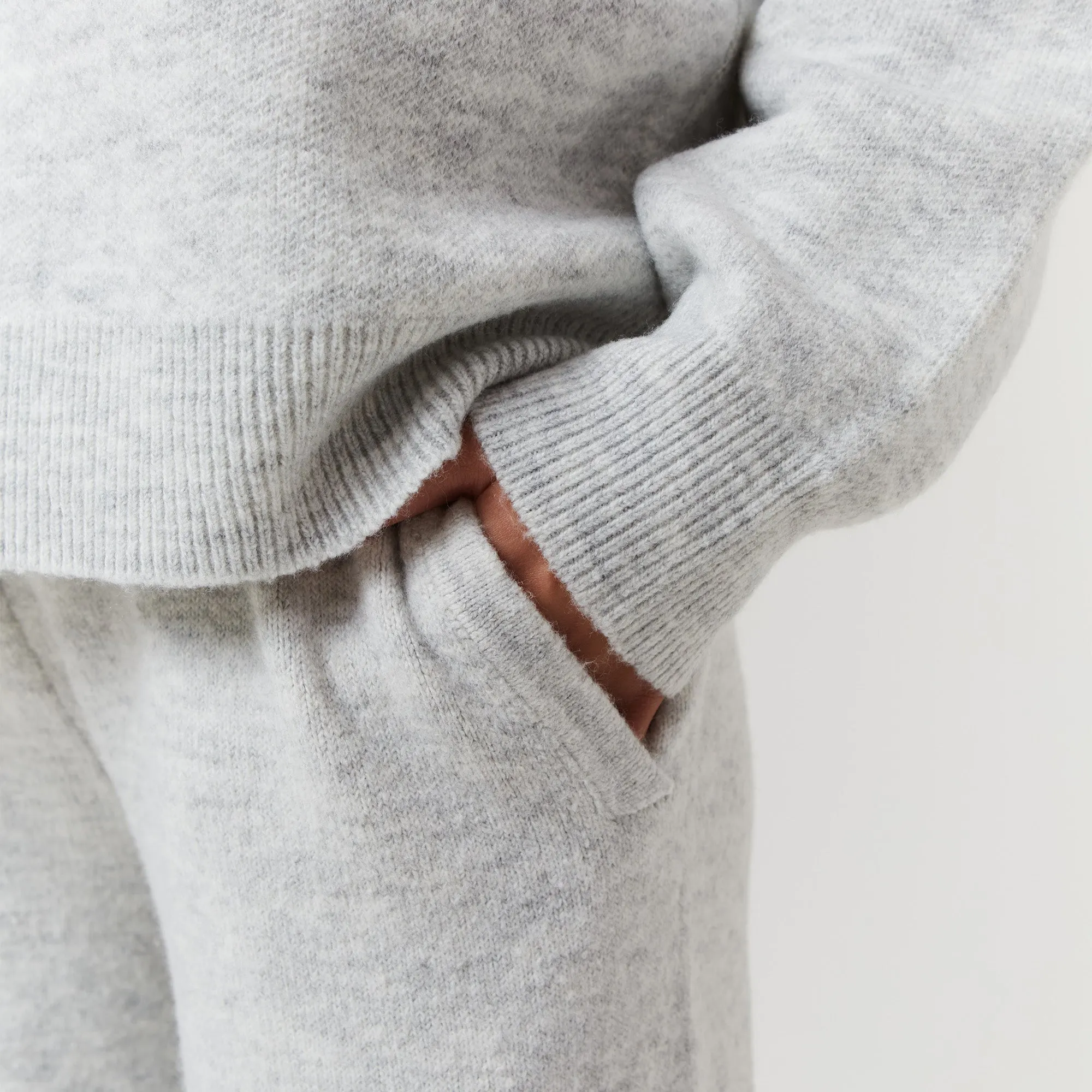 Knit Open Hem Jogger | Light Grey Marl