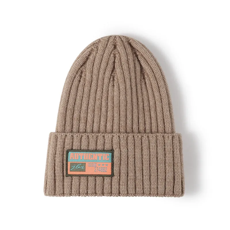 Ladies Solid Color Knit Hat with Text Labeled SKAH4214