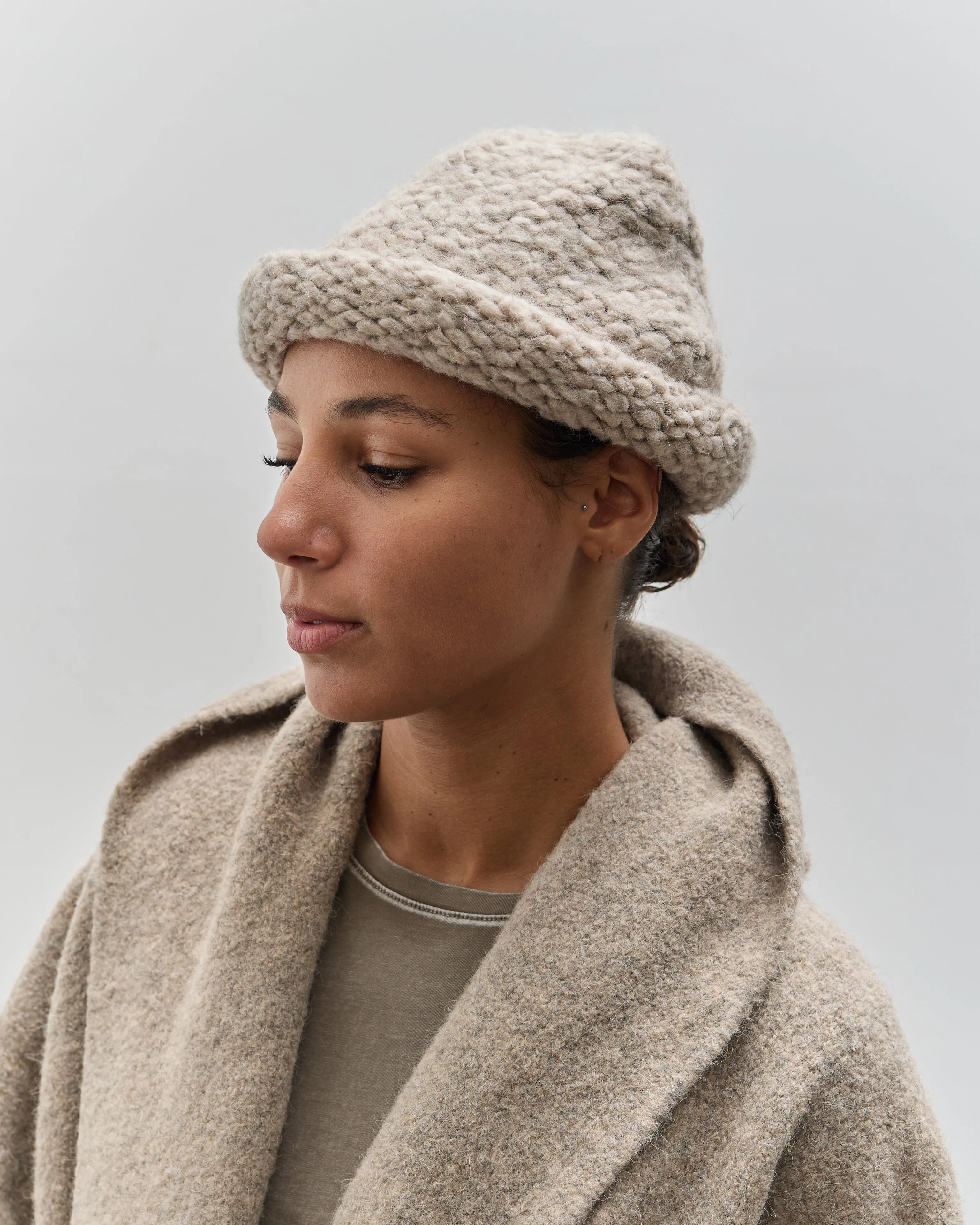 Lauren Manoogian Handknit Purl Roll Hat, Dust