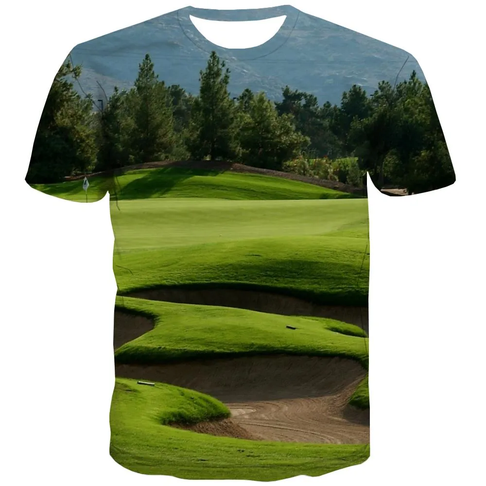 Lawn T shirts Men Golf Shirt Print Forest Tshirt Printed Natural T-shirts 3d Game Tshirts Novelty