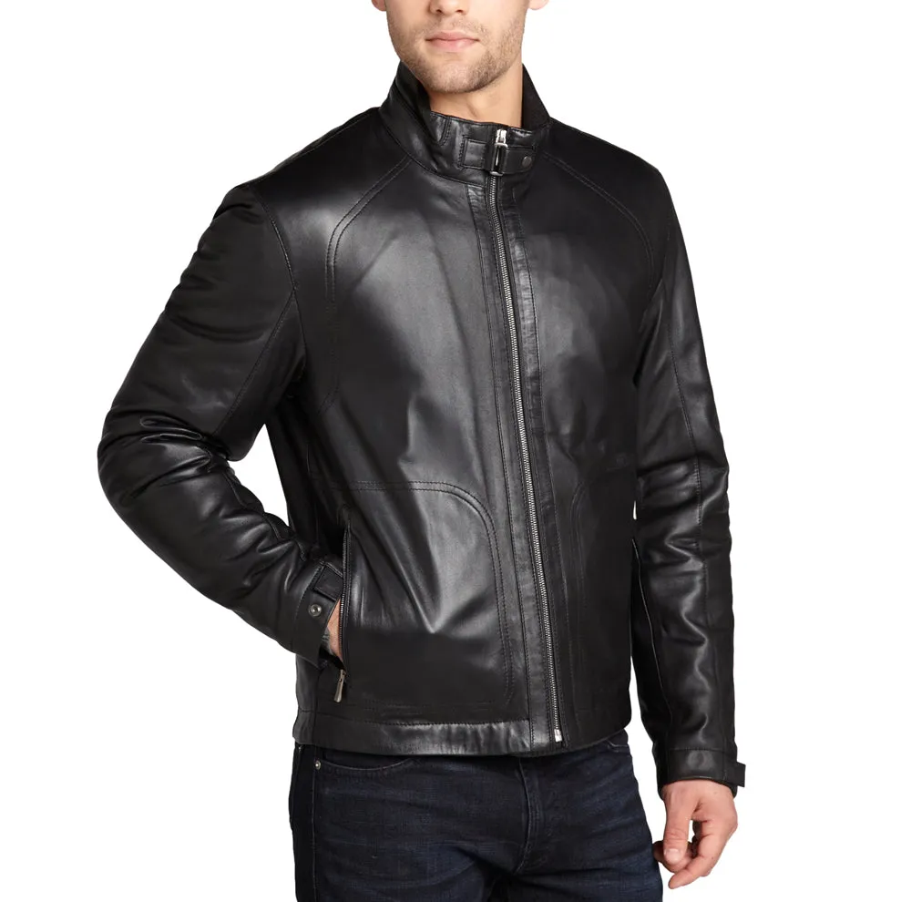 Leather Jackets Hub Mens Genuine Lambskin Leather Jacket (Black, Classic Jacket) - 1501168