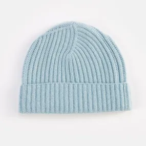 Light Blue Rib Cashmere Hat