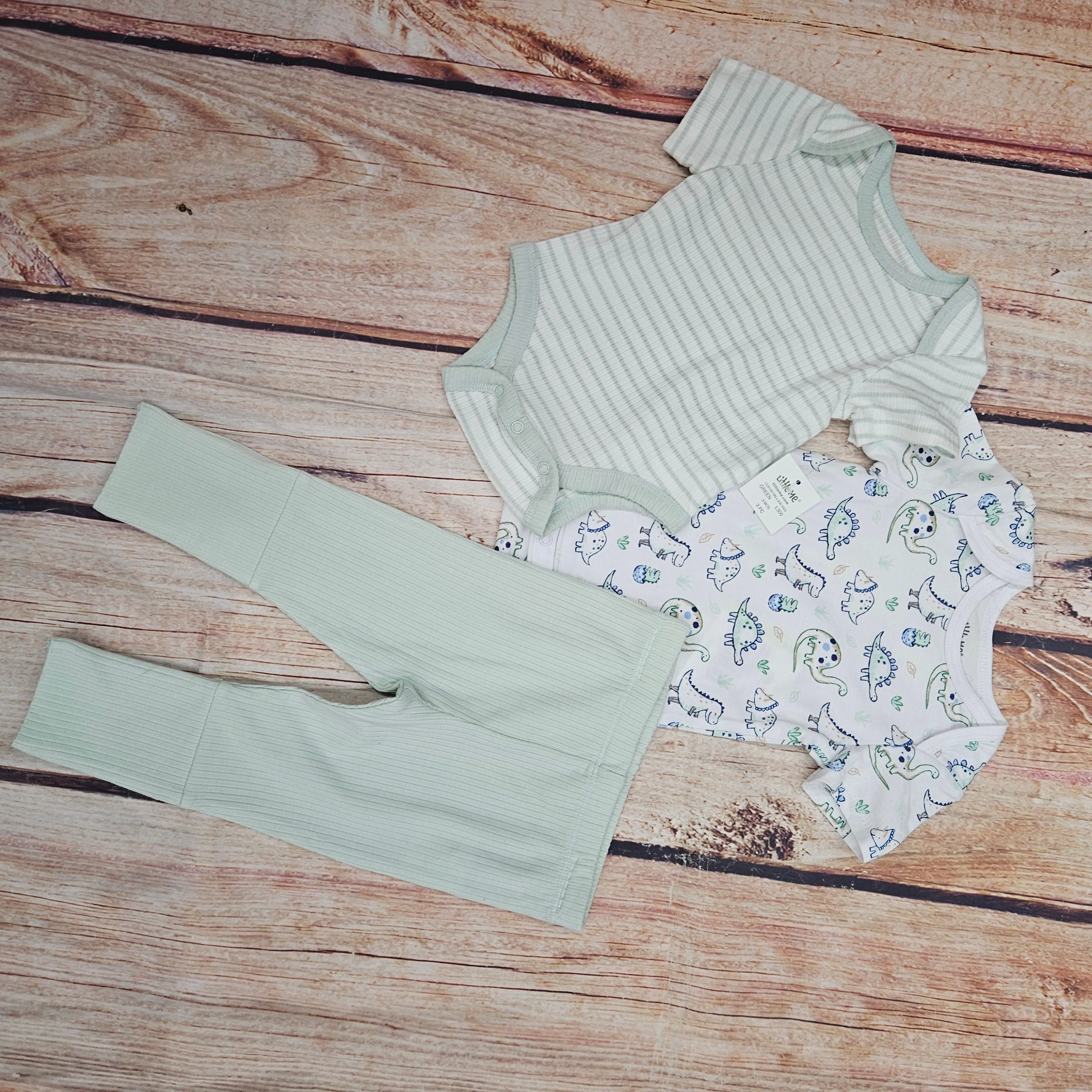 LITTLE ME 3 PC BODY SUIT-PANT SET