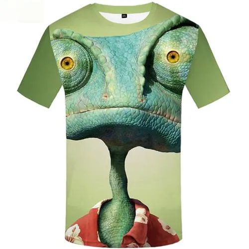 Lizard T shirts Men Green T-shirts 3d Animal Tshirt Printed Eye T shirts Funny Short Sleeve Fashion Mens New Style Big Size