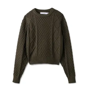 Lux Cable Knit Sweater In: Olive