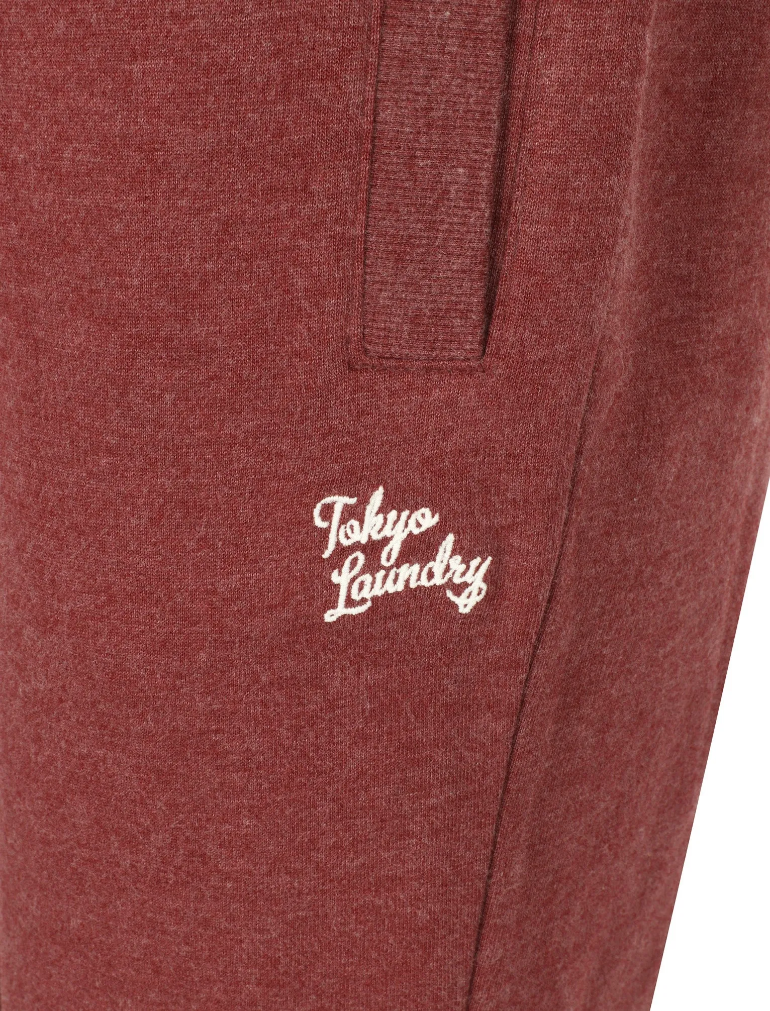 Marshaw Brush Back Fleece Joggers In Bordeaux Marl - Tokyo Laundry