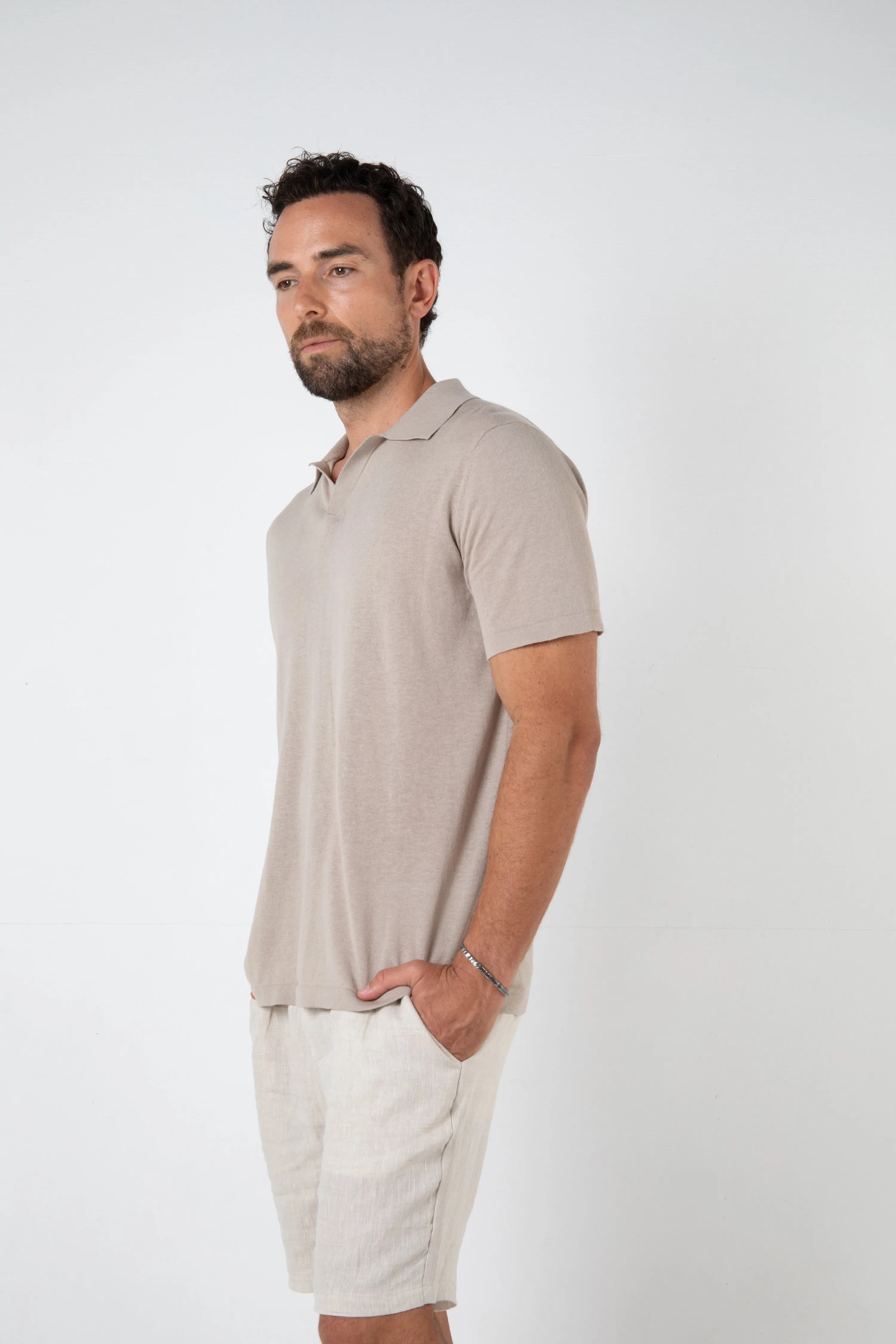 MAVERICK KNITTED POLO - SAND