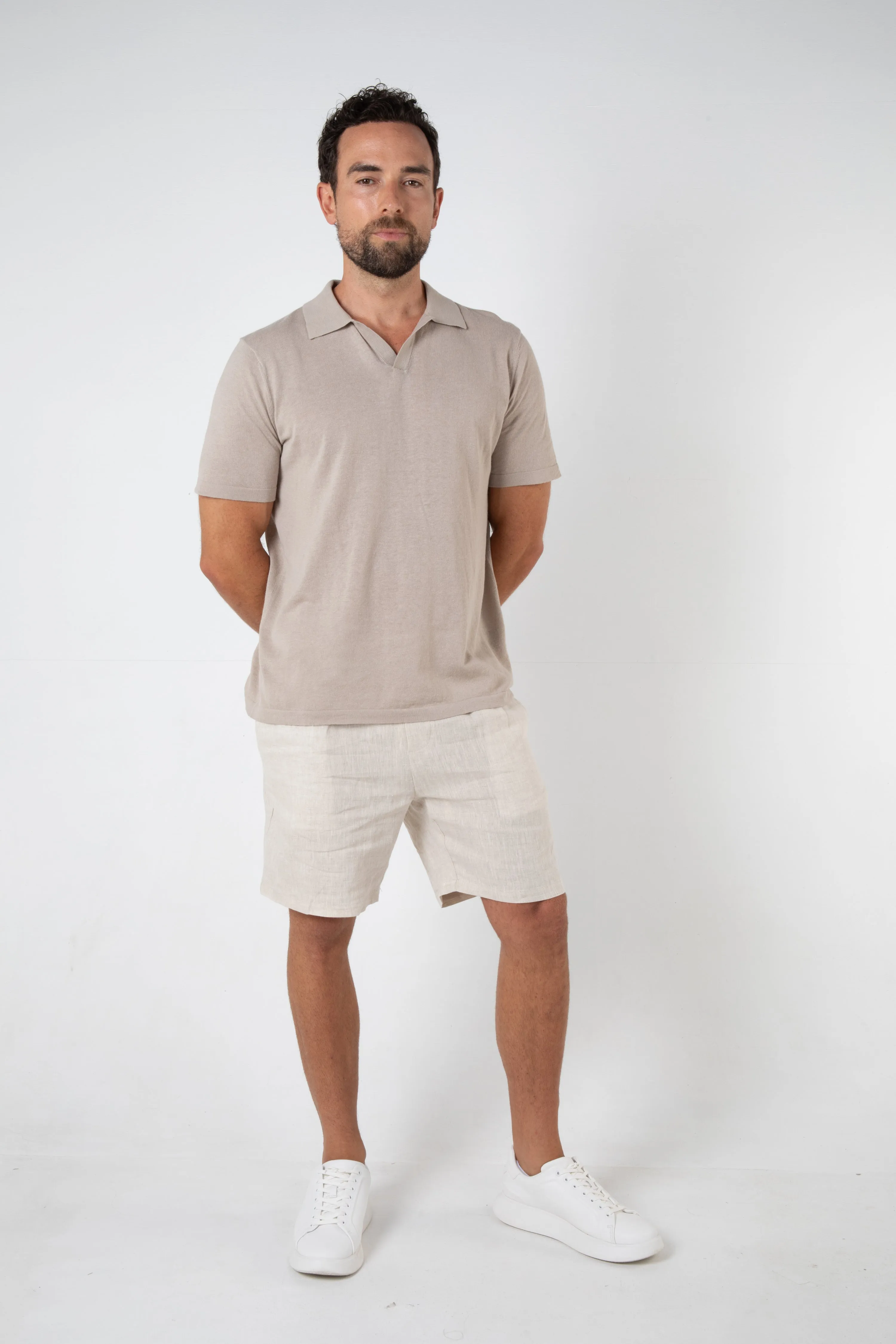 MAVERICK KNITTED POLO - SAND