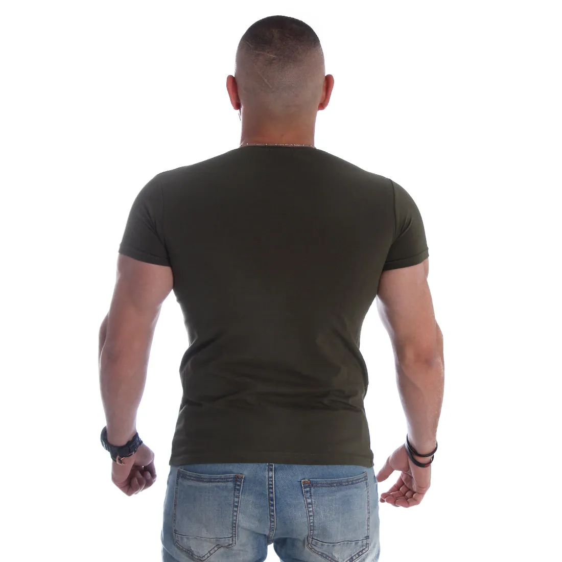 Men T-shirt- olive green / made in Turkey -3326