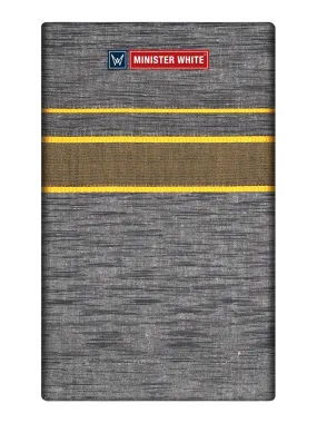 Mens Cotton Grey Colour Single Layered Dhoti with Gold Broder - Saagaram