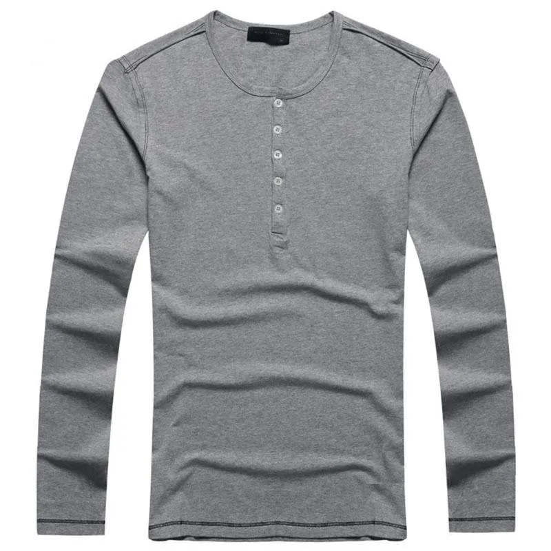 Men's Half-placket Long-sleeved T-shirt