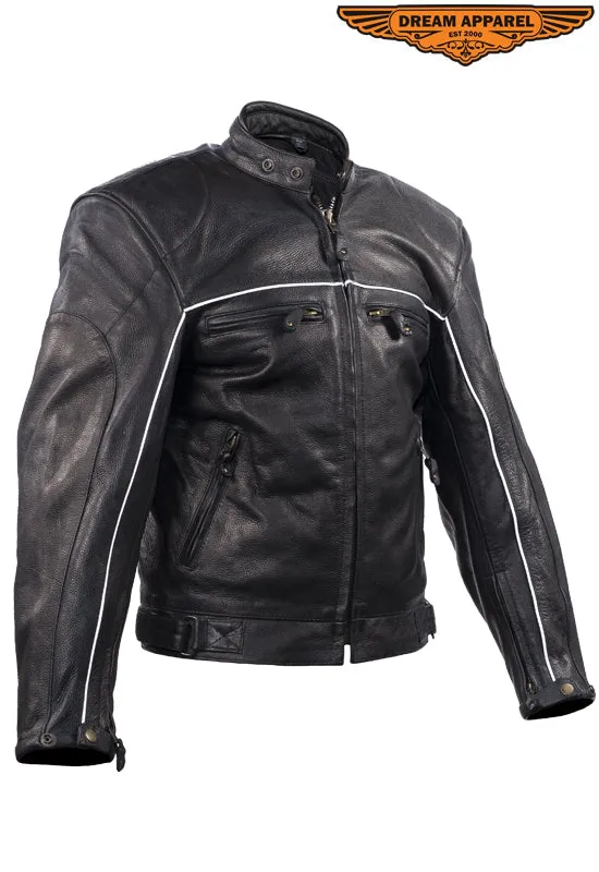 Mens Racer Jacket With Reflective Piping