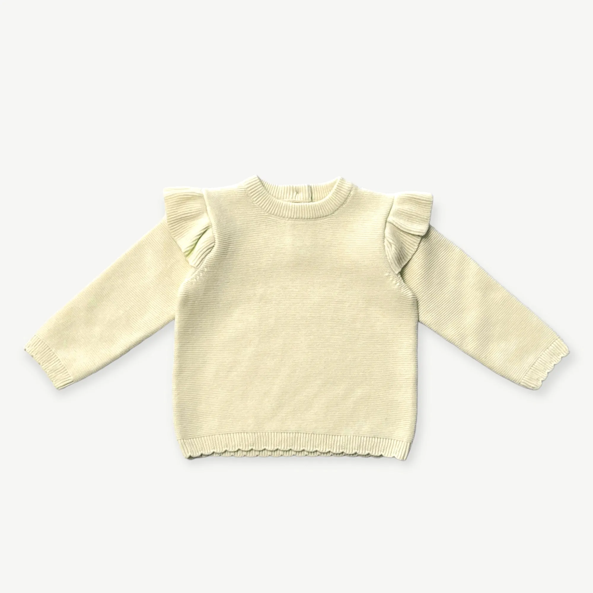 Milan Classic Knit Ruffle Baby Girl Pullover  (Organic)