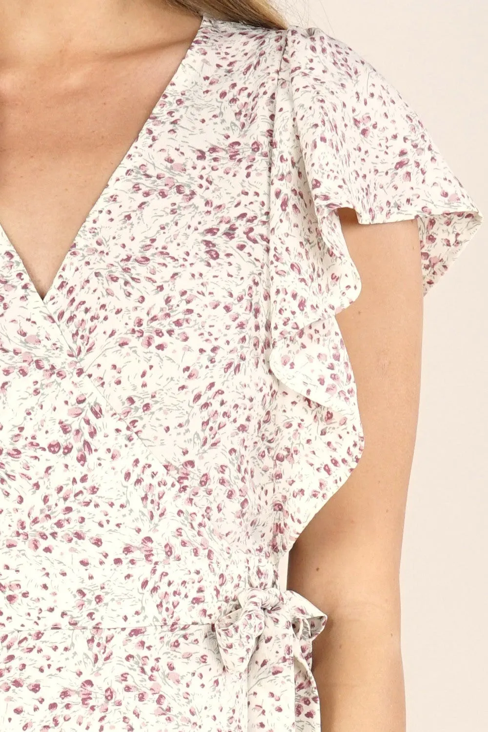 Mini Floral Print High Low Wrap Maxi Dress