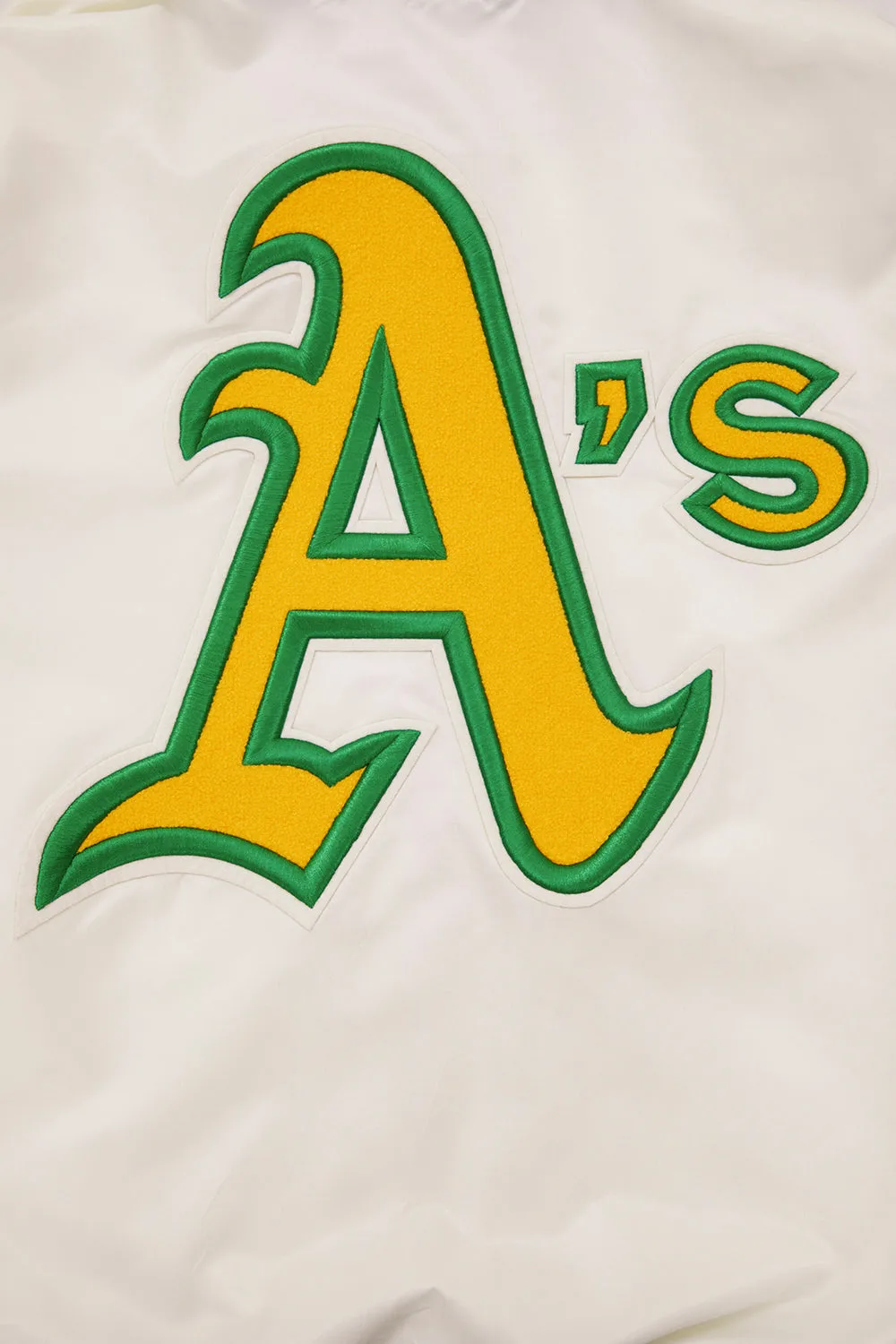 MLB OAKLAND ATHLETICS RETRO CLASSIC MEN'S RIB SATIN JACKET (EGGSHELL/KELLY GREEN)