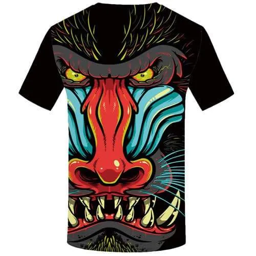 Monkey T-shirt Men Animal T shirts Funny Graffiti Tshirts Cool Gothic T-shirts Graphic Colorful Tshirts Casual Short Sleeve