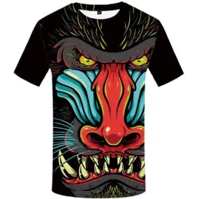 Monkey T-shirt Men Animal T shirts Funny Graffiti Tshirts Cool Gothic T-shirts Graphic Colorful Tshirts Casual Short Sleeve